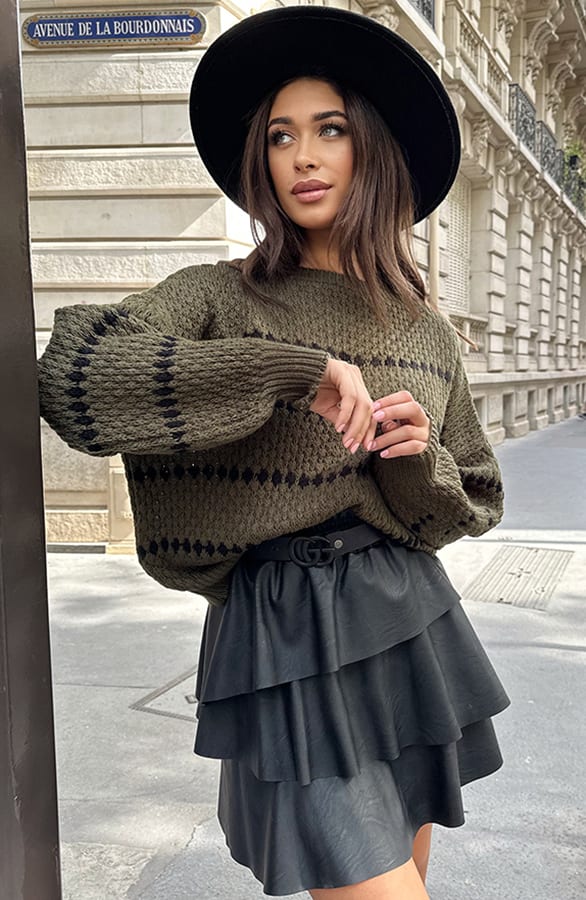 Oversized Stipjes Trui Army – shoparchief, foto 3