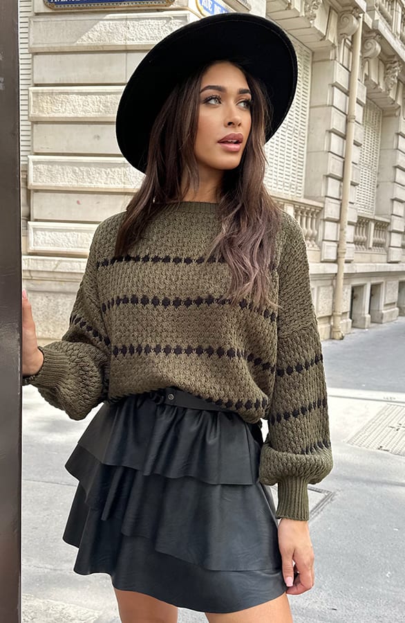 Oversized Stipjes Trui Army – shoparchief, foto 8