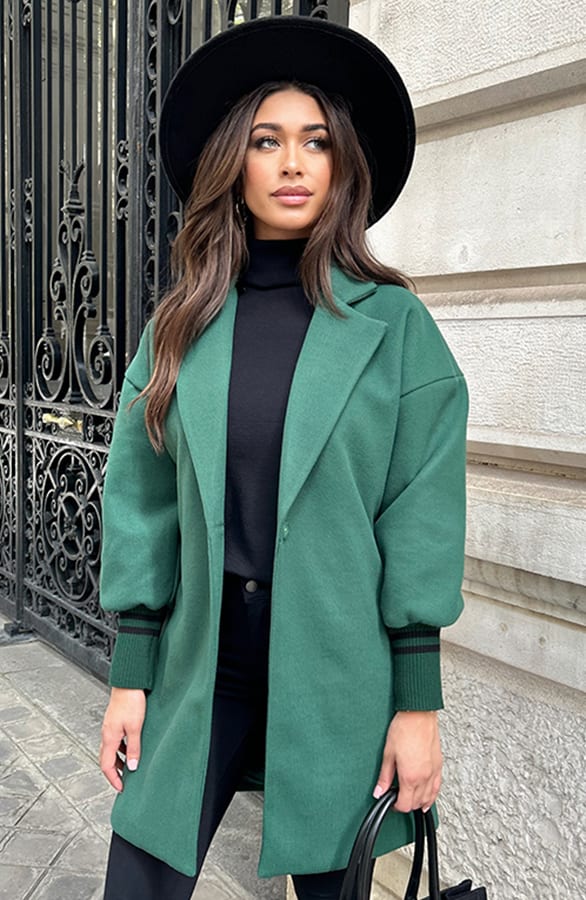 Oversized Stripe Coat Smaragd – shoparchief, foto 3