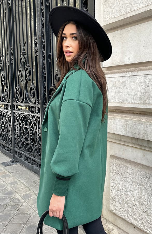 Oversized Stripe Coat Smaragd – shoparchief, foto 6
