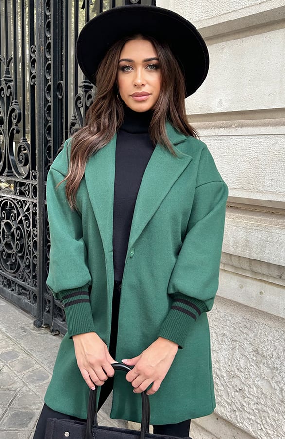 Oversized Stripe Coat Smaragd – shoparchief, foto 1