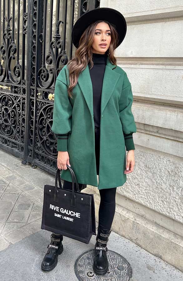 Oversized Stripe Coat Smaragd – shoparchief, foto 7