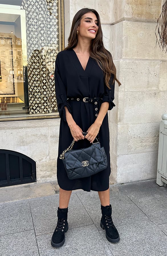 Palermo Pocket Jurk Long Sleeve Zwart – shoparchief, foto 5