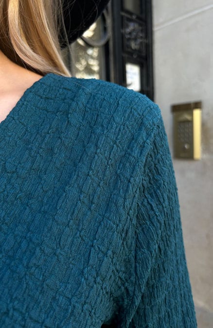 Smocked Jurk V-Hals Smaragd – shoparchief, foto 10
