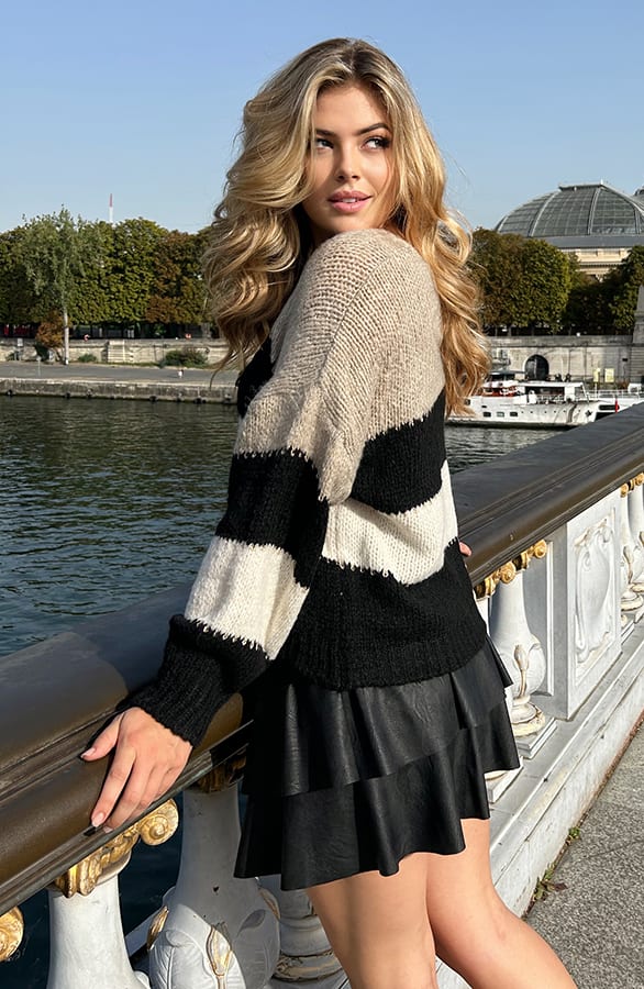 Trui Met Banen Beige – shoparchief, foto 6