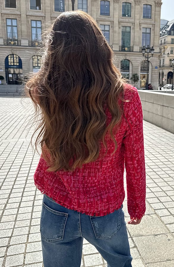 Tweed Jacket Elegant Rood Roze – shoparchief, foto 4