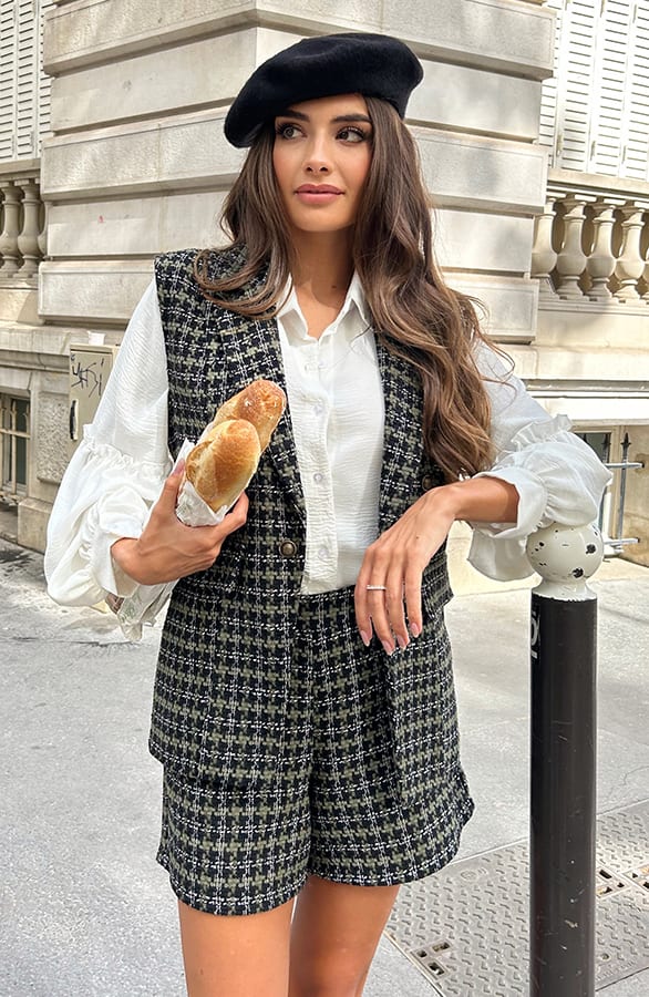 Tweed Luxury Gilet Army – shoparchief, foto 1