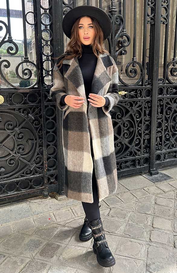 Ultra Oversized Soft Coat Geblokt – shoparchief, foto 5