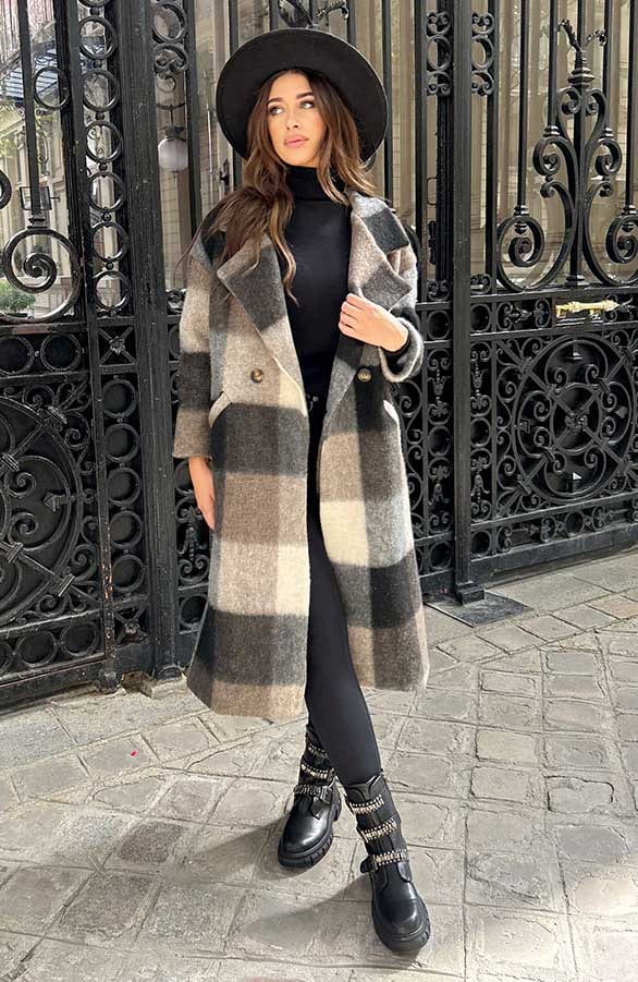 Ultra Oversized Soft Coat Geblokt – shoparchief, foto 6