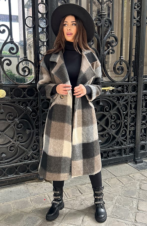 Ultra Oversized Soft Coat Geblokt – shoparchief, foto 7