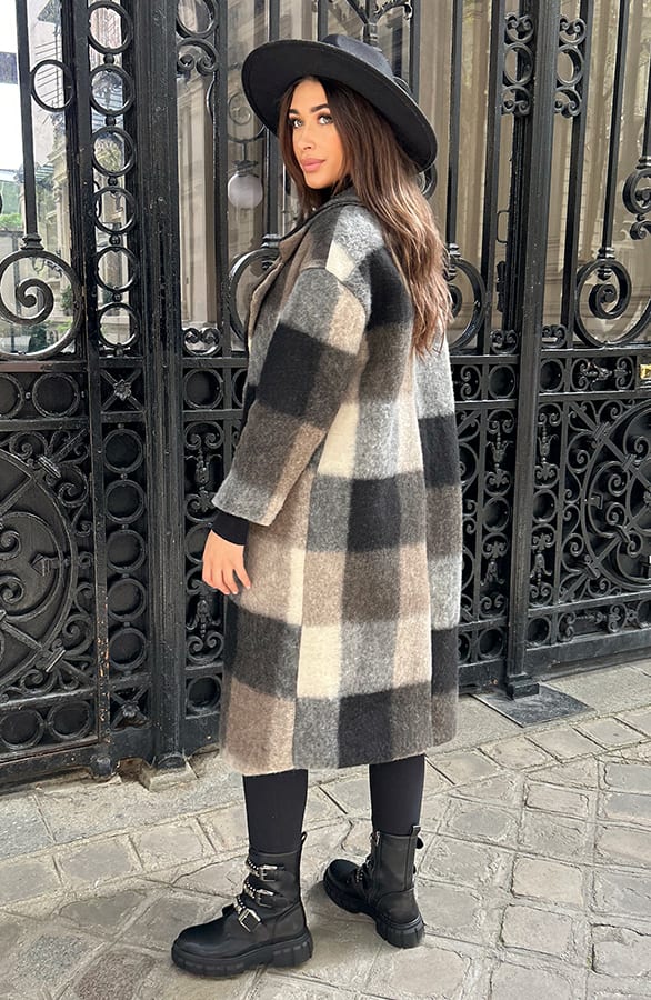 Ultra Oversized Soft Coat Geblokt – shoparchief, foto 4