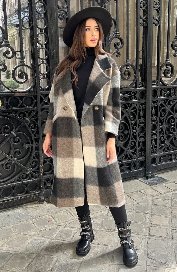 Ultra Oversized Soft Coat Geblokt – shoparchief, foto 1