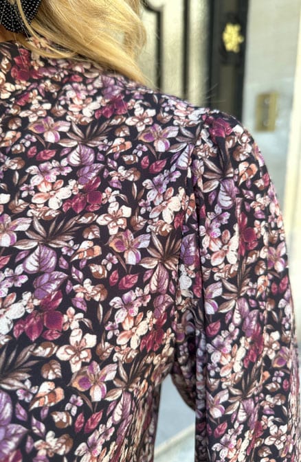 V-Ausschnitt Bluse mit Blumenprint Schwarz, Shoparchiv, Foto 7
