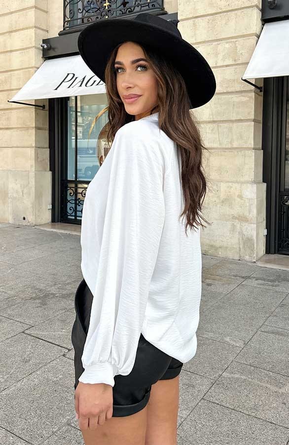 V-Hals Blouse Rome Ecru – blouses, foto 6
