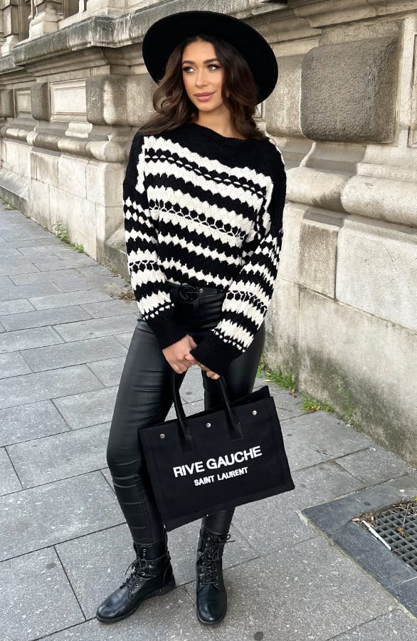 Boho Knitted Sweater Zwart – shoparchief, foto 5