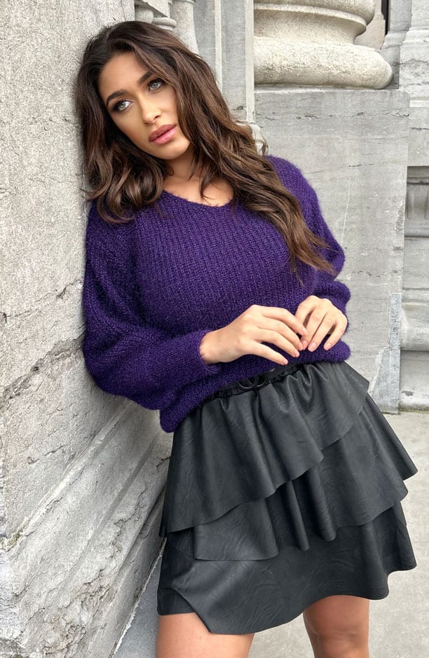 Fluffy Trui Pofmouwen Dark Purple – shoparchief, foto 4