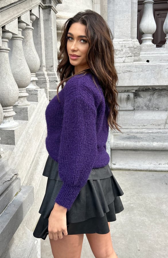 Fluffy Trui Pofmouwen Dark Purple – shoparchief, foto 3