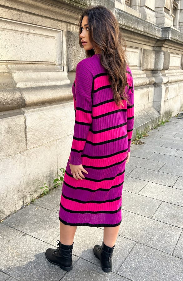 Gebreide Strepen Jurk Magenta – shoparchief, foto 4