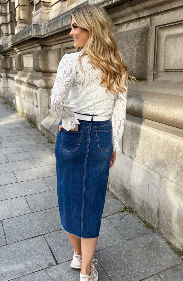 Luxury Kanten Blouse Stretch Wit – shoparchief, foto 8