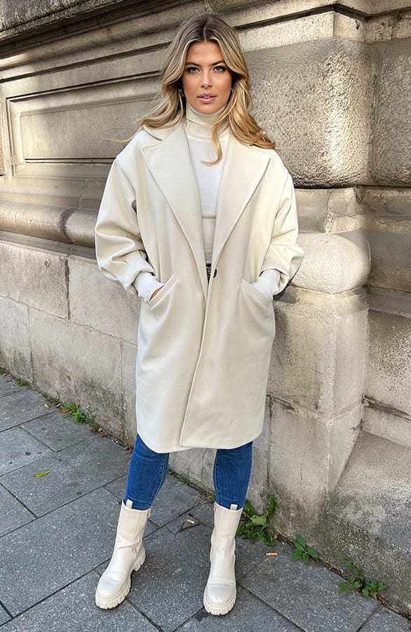 Luxury Oversized Coat Beige – shoparchief, foto 3