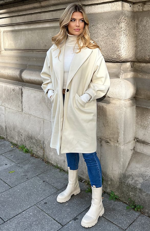 Luxury Oversized Coat Beige – shoparchief, foto 6