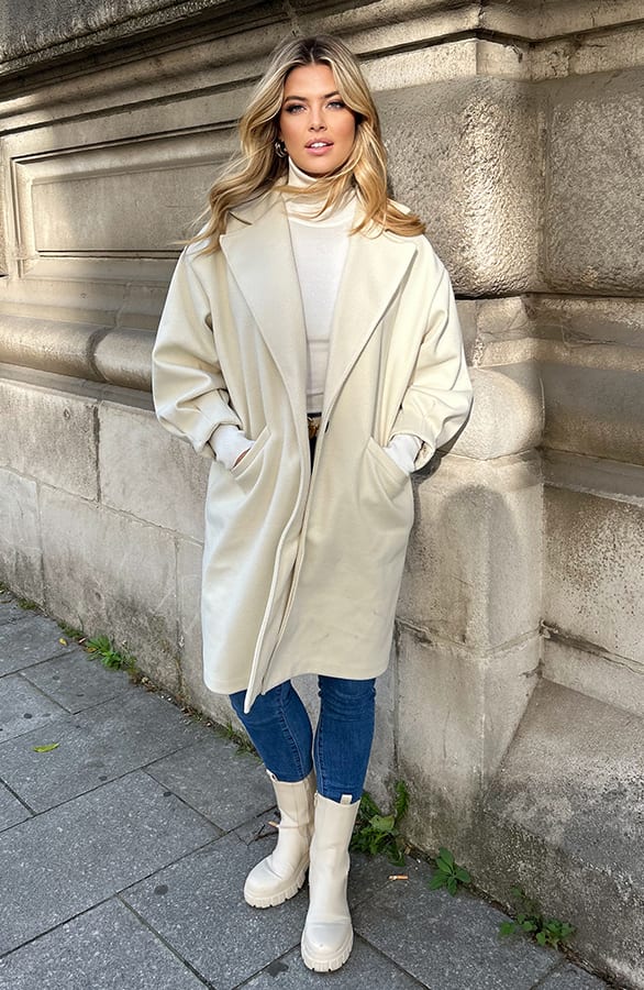Luxury Oversized Coat Beige – shoparchief, foto 7