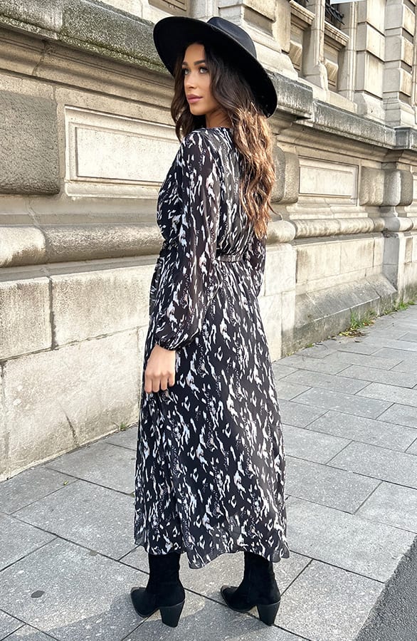 Maxi V-hals Jurk Print – shoparchief, foto 3