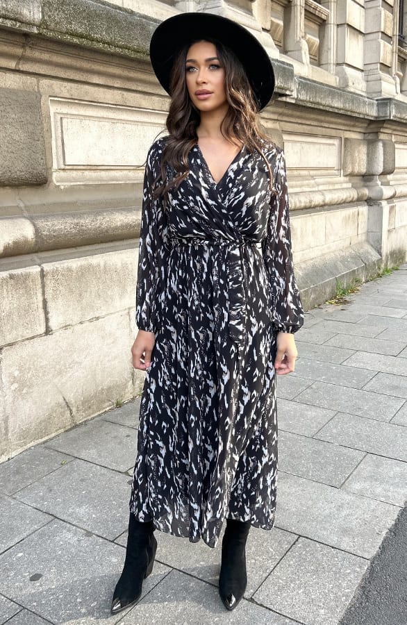 Maxi V-hals Jurk Print – shoparchief, foto 1