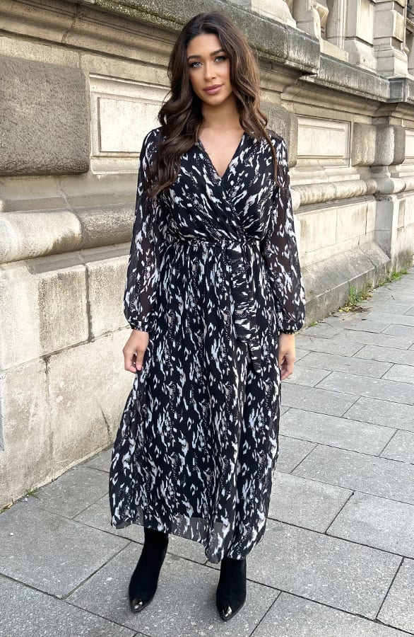 Maxi V-hals Jurk Print – shoparchief, foto 6