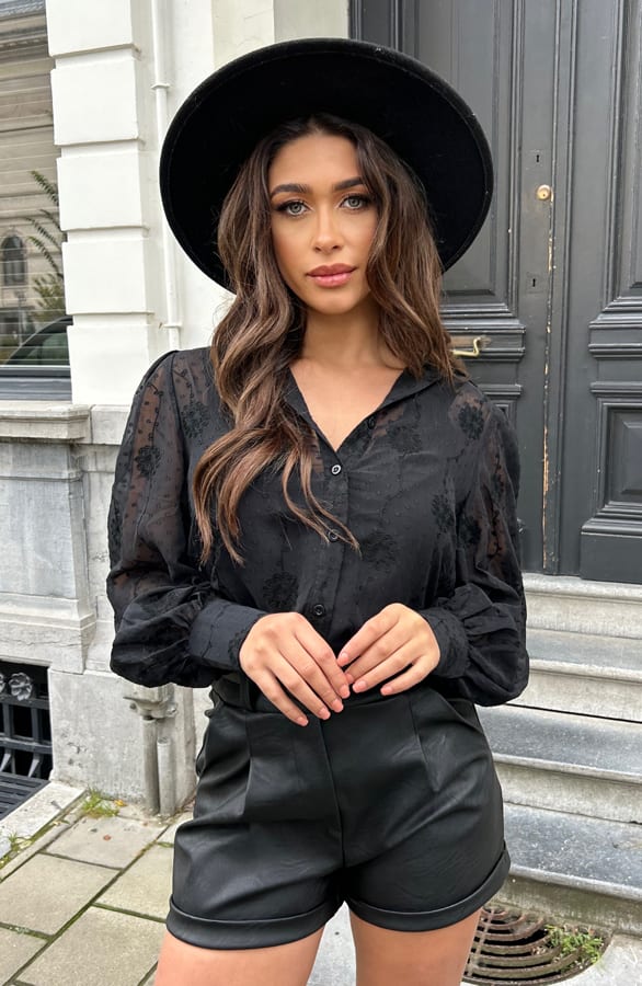 See Through Blouse Zwart – shoparchief, foto 5
