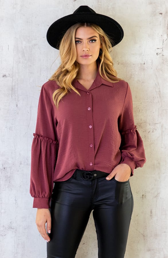 Blouse Met Ruches Mouw Dust Roze – shoparchief, foto 2