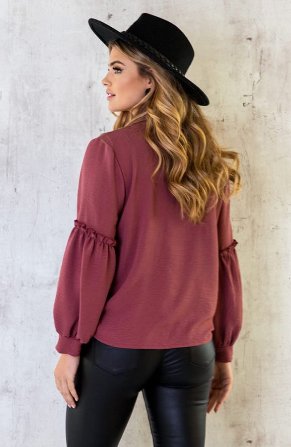Blouse Met Ruches Mouw Dust Roze – shoparchief, foto 4