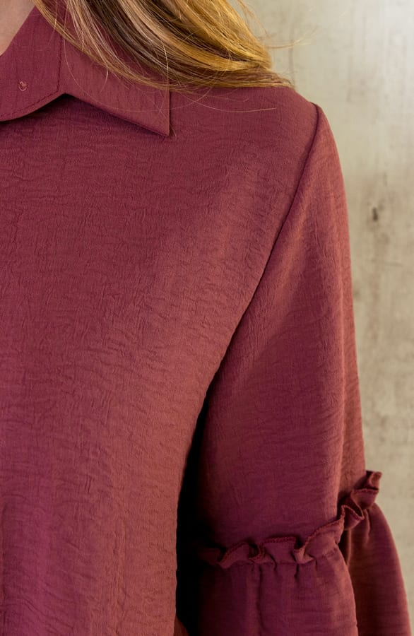 Blouse Met Ruches Mouw Dust Roze – shoparchief, foto 6