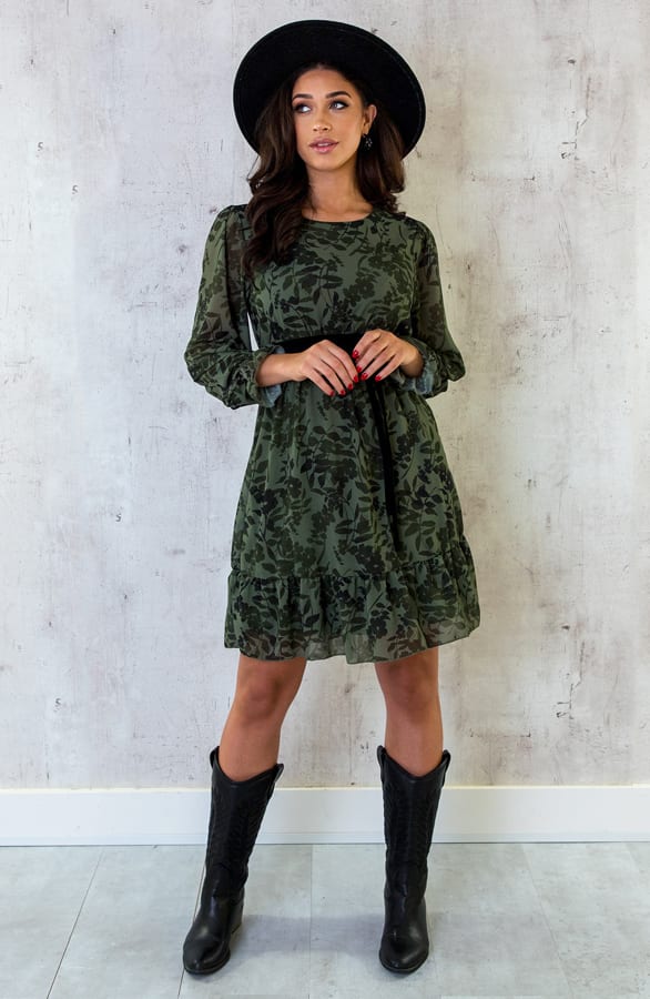 Botanical Ruffle Jurk Army – shoparchief, foto 6