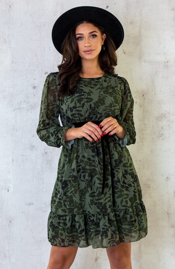 Botanical Ruffle Jurk Army – shoparchief, foto 1