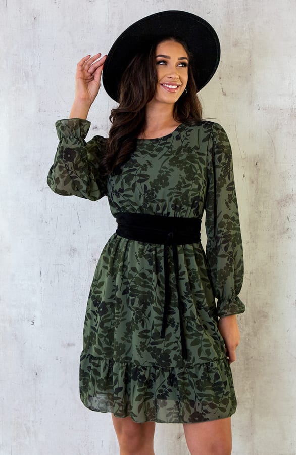 Botanical Ruffle Jurk Army – shoparchief, foto 5