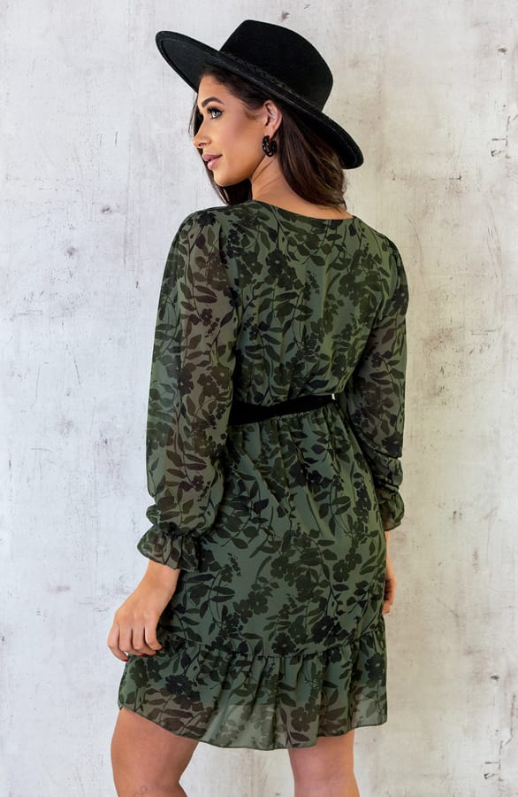 Botanical Ruffle Jurk Army – shoparchief, foto 4
