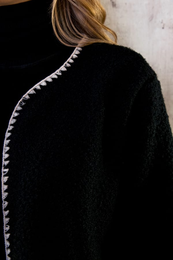 Bouclé Teddy Vest Detail Zwart – shoparchief, foto 5