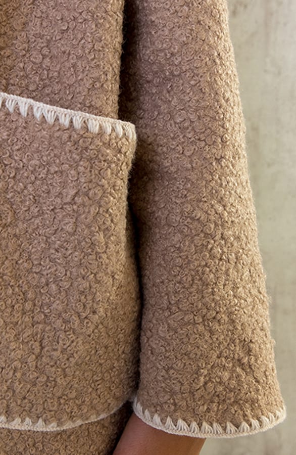 Bouclé Teddy Vest Detail Taupe – shoparchief, foto 6