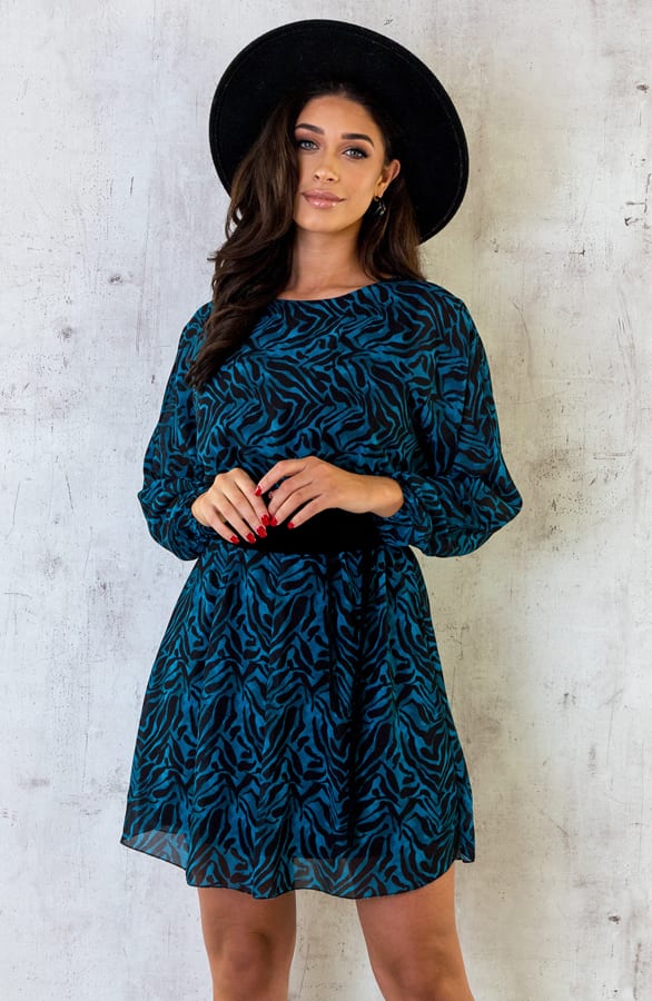 Casual Print Jurk Petrol – shoparchief, foto 1