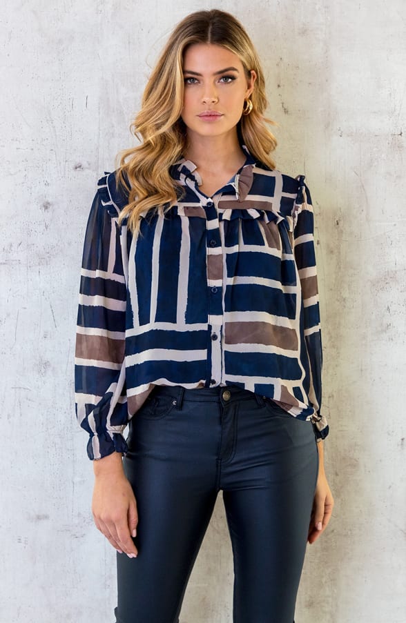 Chiffon Blouse Navy – shoparchief, foto 1