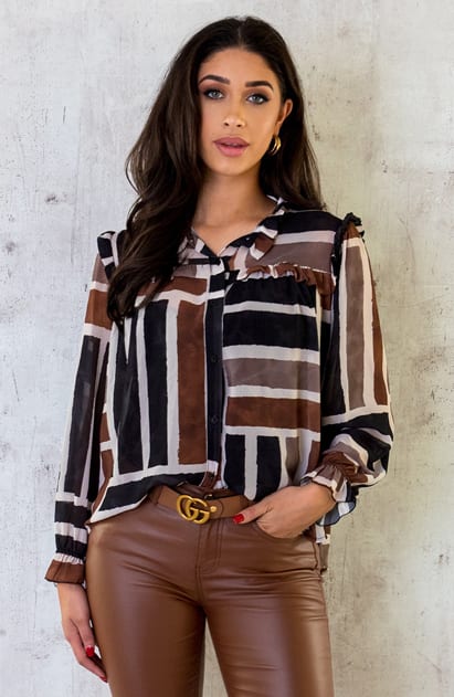 Chiffon Blouse Zwart – shoparchief, foto 1