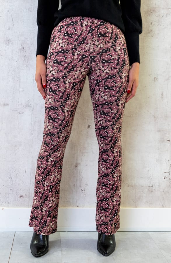 Flared Broek Bloemenprint Dust Roze – shoparchief, foto 9