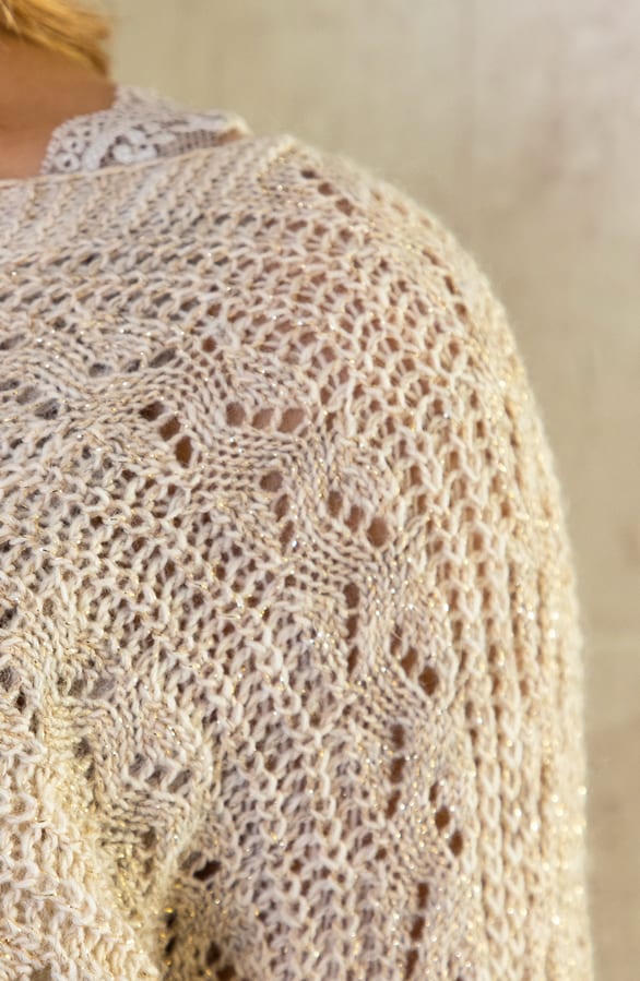Gehaakte Top Lurex Longsleeve Beige – shoparchief, foto 5