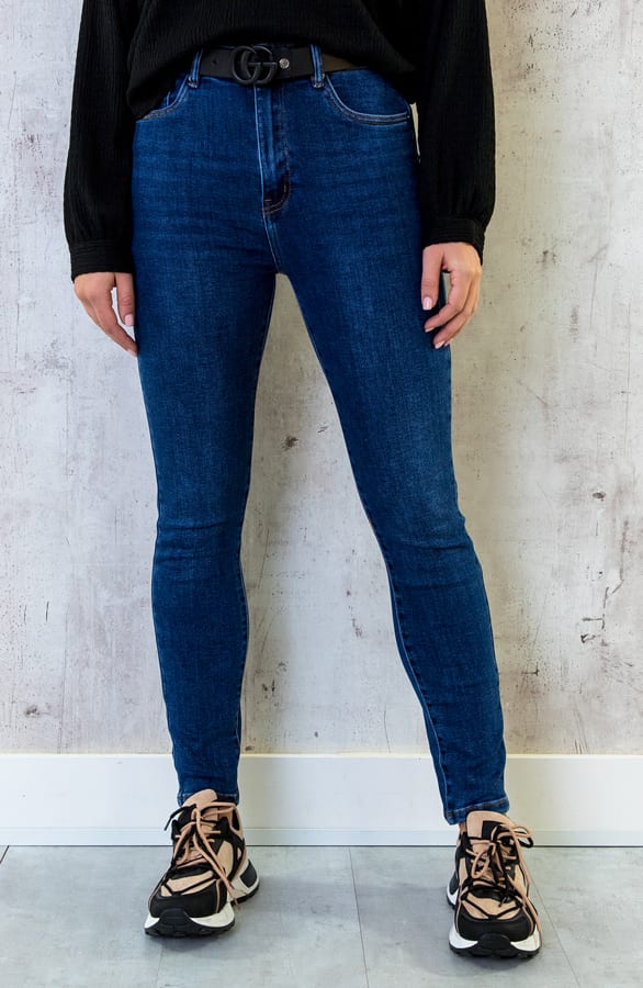 High Waisted Push Up Jeans Dark Blue – shoparchief, foto 2