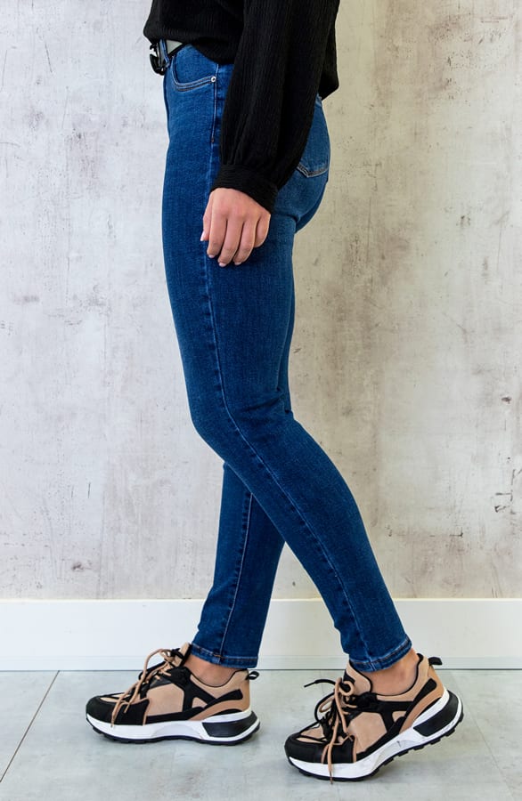 High Waisted Push Up Jeans Dark Blue – shoparchief, foto 3