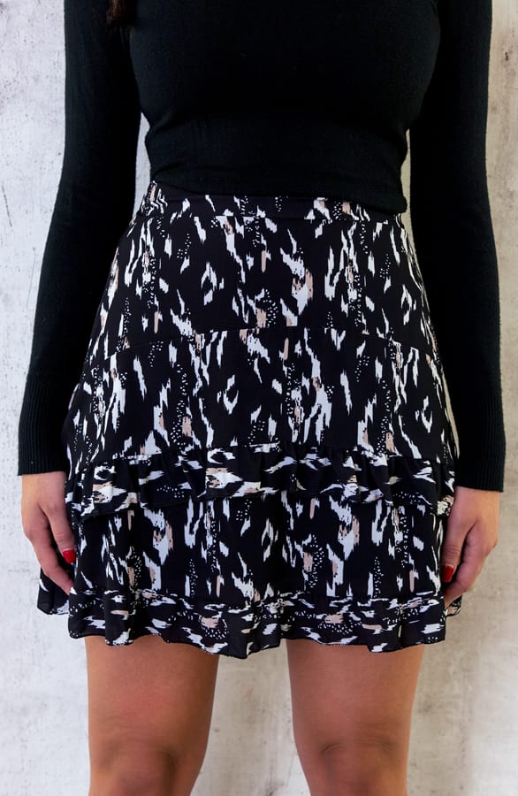 Laagjes Ruffle Rok Zwart Beige – shoparchief, foto 4