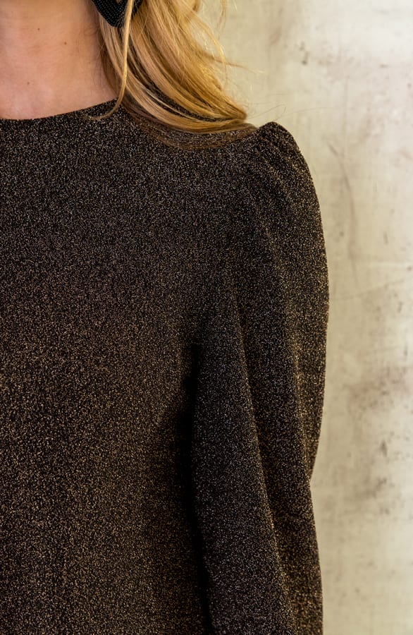 Lurex Ruffle Jurk Goud – shoparchief, foto 5
