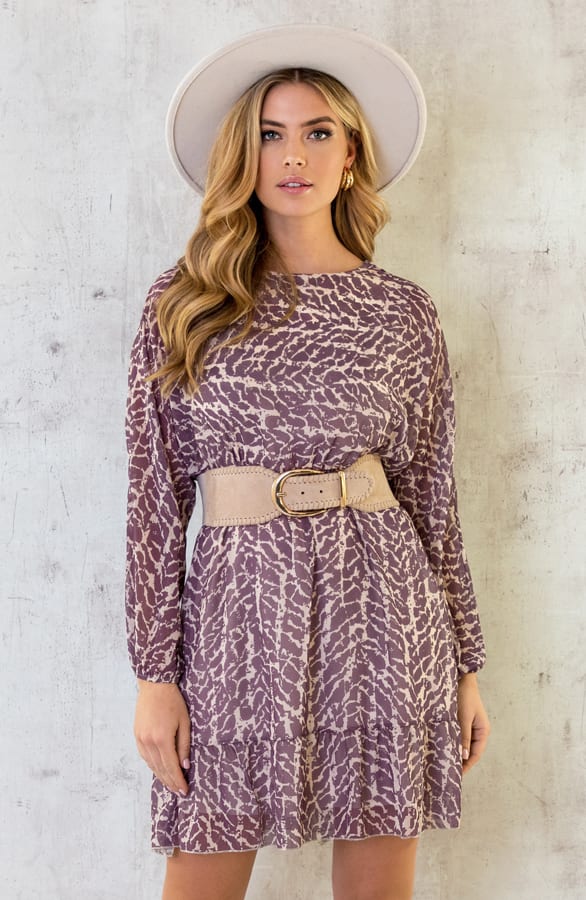 Print Jurk Sleeve Mauve – shoparchief, foto 3
