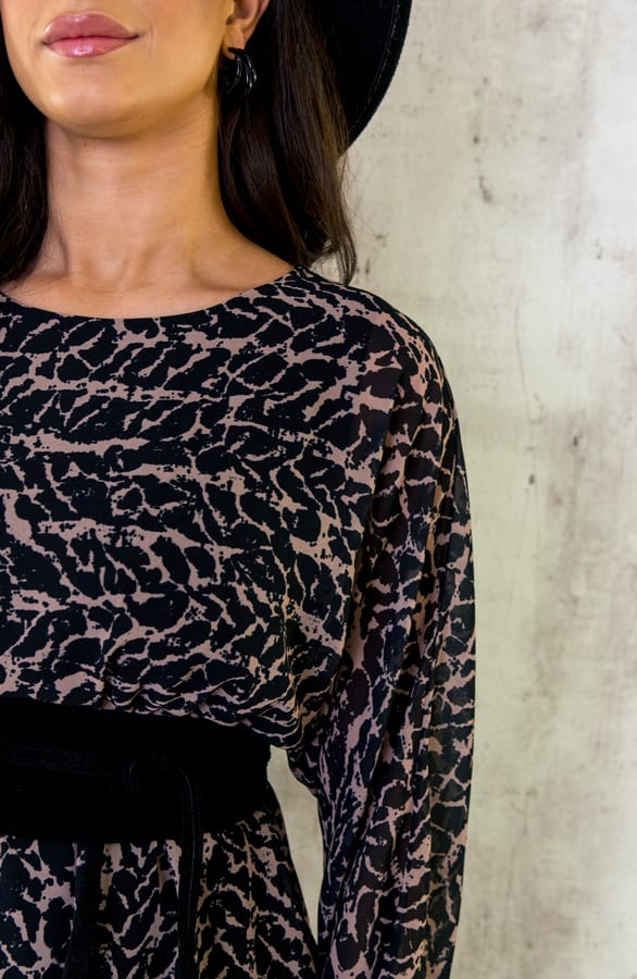 Print Jurk Sleeve Camel – shoparchief, foto 8